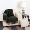 Arequipa Pride - Alpaca Wool Throw Blanket Woven Soft Warm Solid Color Design Peru 64" x 53" (Dark Green) view 3