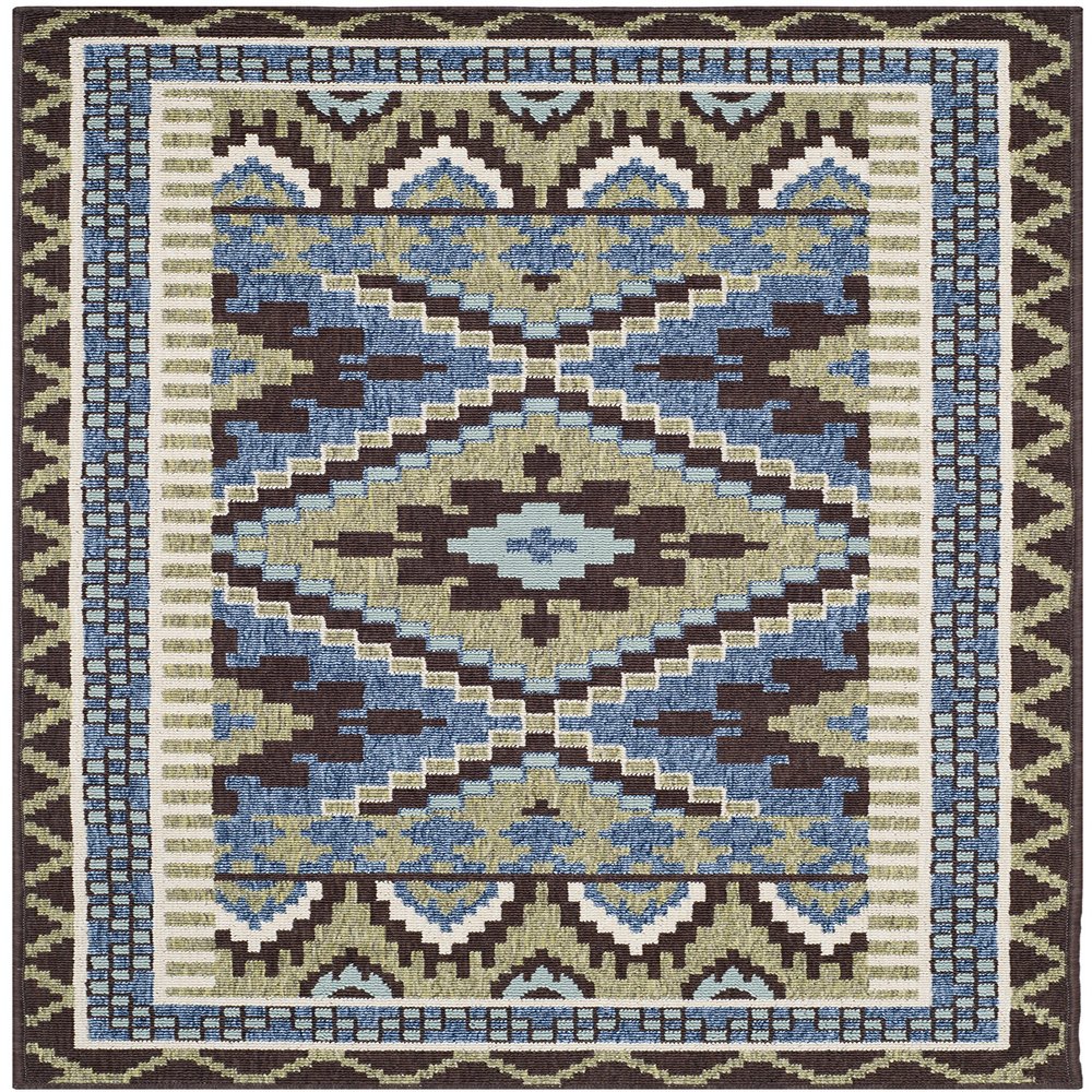 SAFAVIEH Washable Rug Outdoor Veranda Collection - 2' x 3'7", Green & Chocolate, Non-Shedding & Easy to Clean, Ideal for Entryway, Patio, Kitchen, Mudroom, Front Door (VER096-0642)