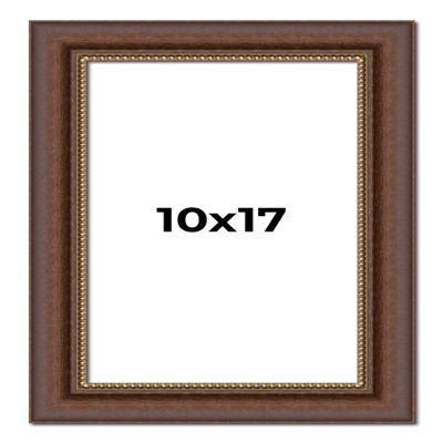 10x17 Frame Brown Beaded Copper Solid Wood Picture Frame Width 2 Inches | Interior Frame Depth 0.5 Inches | Marron Photo Frame | Complete with UV Acrylic, Foam Board Backing & Hanging Hardware