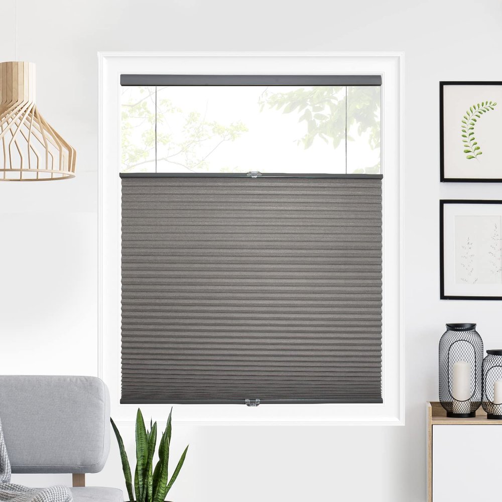 CHICOLOGY Cellular Shades, Top Down Bottom Up Shades, Custom Blinds for Windows, Window Shades for Home, Door Blinds, Window Coverings, Cellular Blinds, Dark Grey (Light Filtering), 33.75" W x 64" H