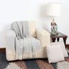 Arequipa Pride - Alpaca Wool Throw Blanket Woven Soft Warm Solid Color Design Peru 64" x 53" (Fog Gray) view 3