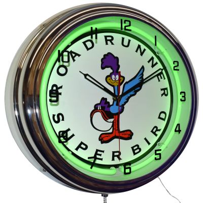 Plymouth Roadrunner Neon Garage Clock (16") (Green)