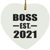 Designsify Christmas Tree Decoration, Boss Established EST. 2021, Heart Ornament, Gifts for Birthday Anniversary Valentines Mom Mothers Fathers Day Party, to Men Women Him Her Friend Mom Dad view 1