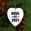 Designsify Christmas Tree Decoration, Boss Established EST. 2021, Heart Ornament, Gifts for Birthday Anniversary Valentines Mom Mothers Fathers Day Party, to Men Women Him Her Friend Mom Dad view 3