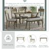 6-Piece Dining Table Set, Wooden Dining Table with Unique Shape Legs, 4 Upholstered Chairs and 1 Bench, Mid-Century Kitchen Family Furniture Set (Antique Yellow+Gray^1) view 3