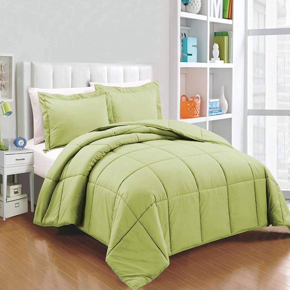Pride Beddings 400 TC 100% Egyptian Cotton 11 Pc Bed-in-a-Bag Comforter Includes Matching Ruffle Bed Skirt/Ruffle Bed Spread, Duvet Cover, Sheet Set 24''-28'' Deep Pocket Sage Queen Size