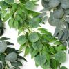 QIAOH Artificial Eucalyptus Garland 15 Pack, Eucalyptus Strand Hanging Fake Eucalyptus Leaves Garland Decoration Green Garland Faux Eucalyptus Garland for Wedding Party Dinner Table view 2