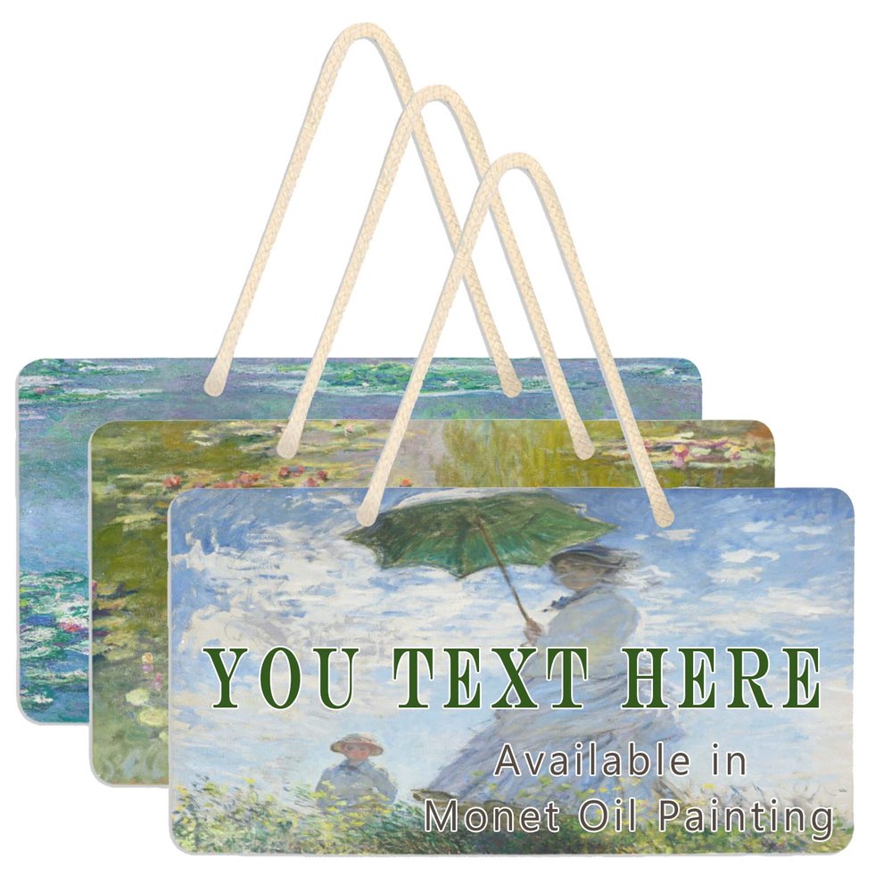 Naanle Oil Painting Monet Personalized Door Sign Plaque Custom Office Name Plate Hanging Sign for Business Entrance Porch Front Home Garden Wedding Gift Closing Gift, Custom House Address Numbers