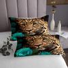 Erosebridal Teal Rose Cheetah Bedspread,Cat Leopard Print Coverlet Set Romantic Flowers Quilted,Animal Theme Bedroom Decor for Boys Girls Youth Men Women Female,King Size view 4