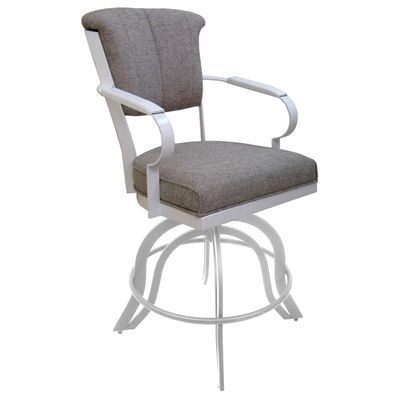 Tobias Designs Miami 30" Metal Bar Stool Wood Arm - A Base - Portwood Ash - White