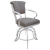 Tobias Designs Miami 30" Metal Bar Stool Wood Arm - A Base - Portwood Ash - White view 1