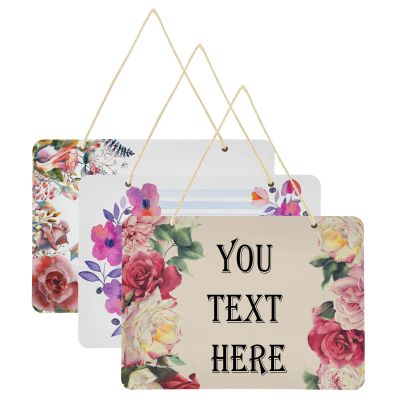 Naanle Flower Floral Personalized Office Name Plate Custom Door Sign Plaque Hanging Sign Wall Sign - Variety of Background&TextColors to Personalize for Business Needs Wedding Gift Home Decor