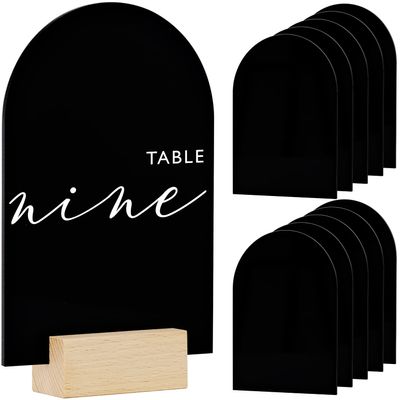 JINMURY 4x6 Inch Blank Black Arch Acrylic Sign | 10 Pack Arch Acrylic Blanks Acrylic Sheet 1/8 inch Thick, DIY Acrylic Arch Table Numbers, Perfect as Arched Modern Wedding Signs, Arched Round Top Table Sign, Events& Parties Centerpieces Decorations (