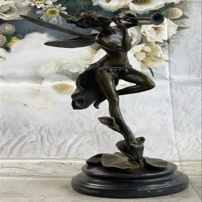 EUROPEAN BRONZE Beautiful French FIGURAL Bronze of Fairy Girl Nymph Signed by VITALEH Sculpture