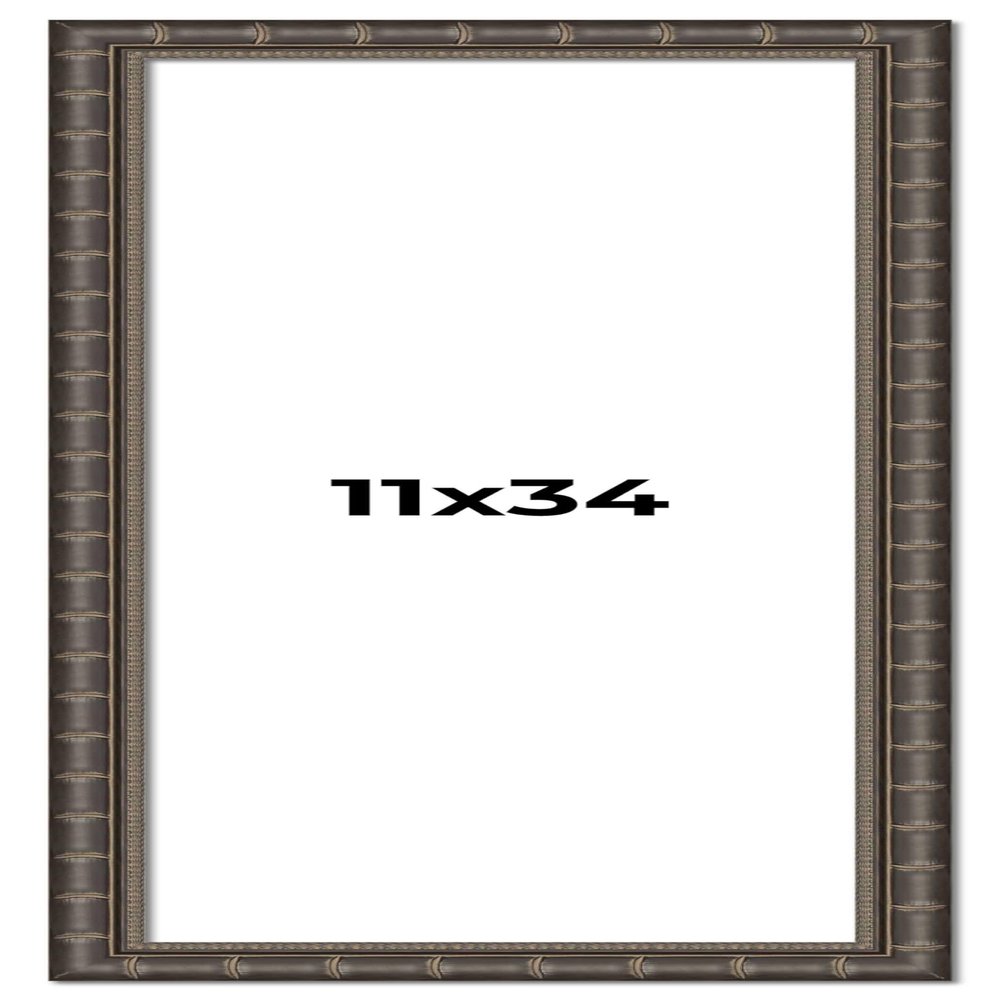 11x34 Frame Black Bamboo Solid Wood Picture Frame Width 1.5 Inches | Interior Frame Depth 0.5 Inches | Balcoca Black Bamboo Photo Frame Complete with UV Acrylic, Foam Board Backing & Hanging Hardware