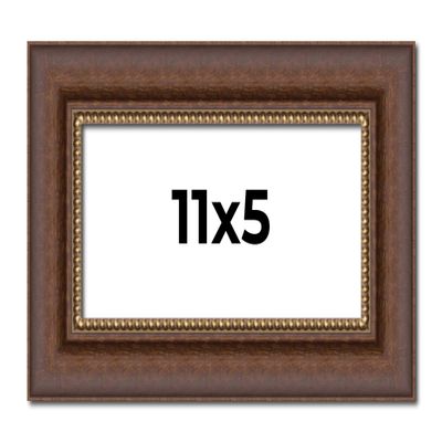 11x5 IN Frame Brown Beaded Copper Solid Wood Picture Frame Width 2 Inches | Interior Frame Depth 0.5 Inches | Marron Photo Frame | Complete with UV Acrylic, Foam Board Backing & Hanging Hardware
