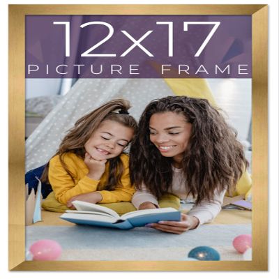 12x17 Frame Gold Bronze Solid Wood Picture Frame Width 0.75 Inches | Interior Frame Depth 0.5 Inches | Complete with UV Acrylic Plexiglass, Foam Board Backing & Hanging Hardware