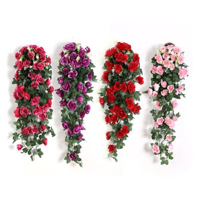 FHYTGBS Simulation Rose Wall Hanging-1pcs Artificial Flower Rattan Plant Vine Decoration Wall Hanging Roses Home Decor Accessories Wedding Decorative Wreath (Color : A)