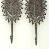 8" Brass Vintage Tribal Leaf Key Hanger (Pair) - Brass view 4
