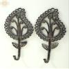 8' Brass Vintage Tribal Leaf Design Key Hanger (Pair) - Brass view 2