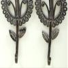 8' Brass Vintage Tribal Leaf Design Key Hanger (Pair) - Brass view 4
