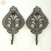9" Brass Vintage Tribal Leaf Key Hanger (Pair) - Brass view 1