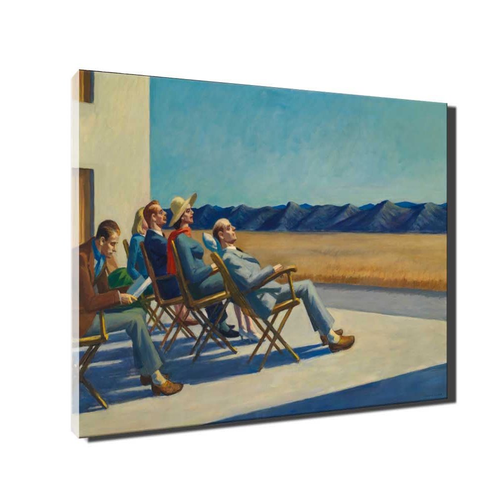 Edward Hopper-People In The Sun 1960 Canvas Wall Art Poster Home Decor Ready to Hang(65x97cm 26"x38",Framed)