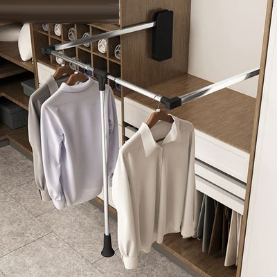 Adjustable Pull Down Closet Rod, Heavy Duty Hanger for Hanging Clothes Wardrobe Rail Lift Organizer Storage System, Premium Polished Chrome,660to890mm
