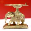 Exotic India 6" Brass Decorative Elephant Diya | Handmade - Brass view 1