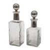 A&B Home Decorative Square Glass Bottle Set - Set of 2 Modern Lidded Glass Bottle, Tabletop Home Dcor, Bedroom Living Room Entryway Office Accent Piece, Large: 4" x 4" x 12", Small: 4" x 4" x 10" view 1