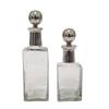 A&B Home Decorative Square Glass Bottle Set - Set of 2 Modern Lidded Glass Bottle, Tabletop Home Dcor, Bedroom Living Room Entryway Office Accent Piece, Large: 4" x 4" x 12", Small: 4" x 4" x 10" view 3