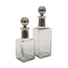 A&B Home Decorative Square Glass Bottle Set - Set of 2 Modern Lidded Glass Bottle, Tabletop Home Dcor, Bedroom Living Room Entryway Office Accent Piece, Large: 4" x 4" x 12", Small: 4" x 4" x 10" view 4