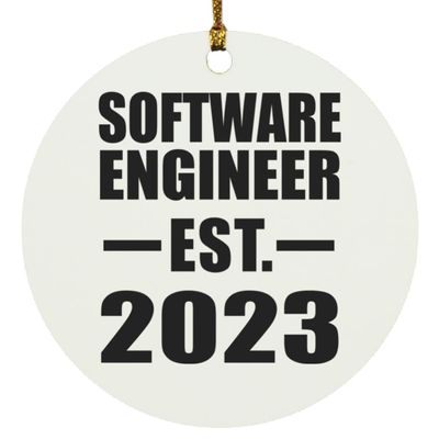 Designsify Christmas Tree Decoration, Software Engineer Established EST. 2023, Circle Ornament, Gifts for Birthday Anniversary Valentines Mom Mothers Fathers Day Party, to Men Women Him Her