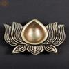 Exotic India Small Brass Lotus Design Diya | Handmade - Brass - Color 3.25 Inch view 1