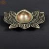 Exotic India Small Brass Lotus Design Diya | Handmade - Brass - Color 3.25 Inch view 2