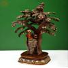Exotic India 15" Radha Krishna (Fluting Krishna Sitting on Tree and Radha Looking at Krishna Under The Tree) - BR - Color Brown with Natural Brass view 3
