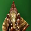 Exotic India 15" Ganesha Seated on Conch Pedestal - Brass - Color Brown with Natural Brass view 4