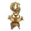 Artvarko Peacock Diya Table Oil Lamp Brass with Inlay Traditional Handmade Lamp for Temples Puja Festival Gifts & Home Dcor Height: 12 Inch view 4