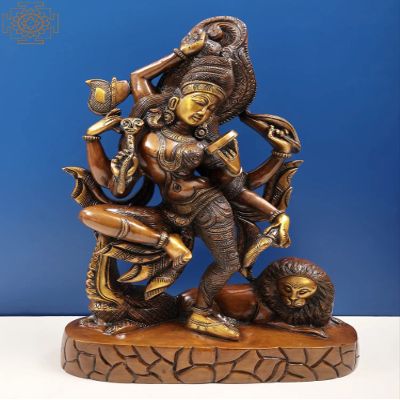 16" Dancing Ardhanarishvara (Shiva and Parvati) in Brass | Handmade | Made in India - Brass Statue - Color Amazing Double Chola