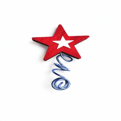 Red and White Mini Tree Topper Star Patriotic Tabletop Tree Decoration  Small Star Ornament for Mini Christmas Tree, 4th of July, Independence Day, Holiday Home Decor