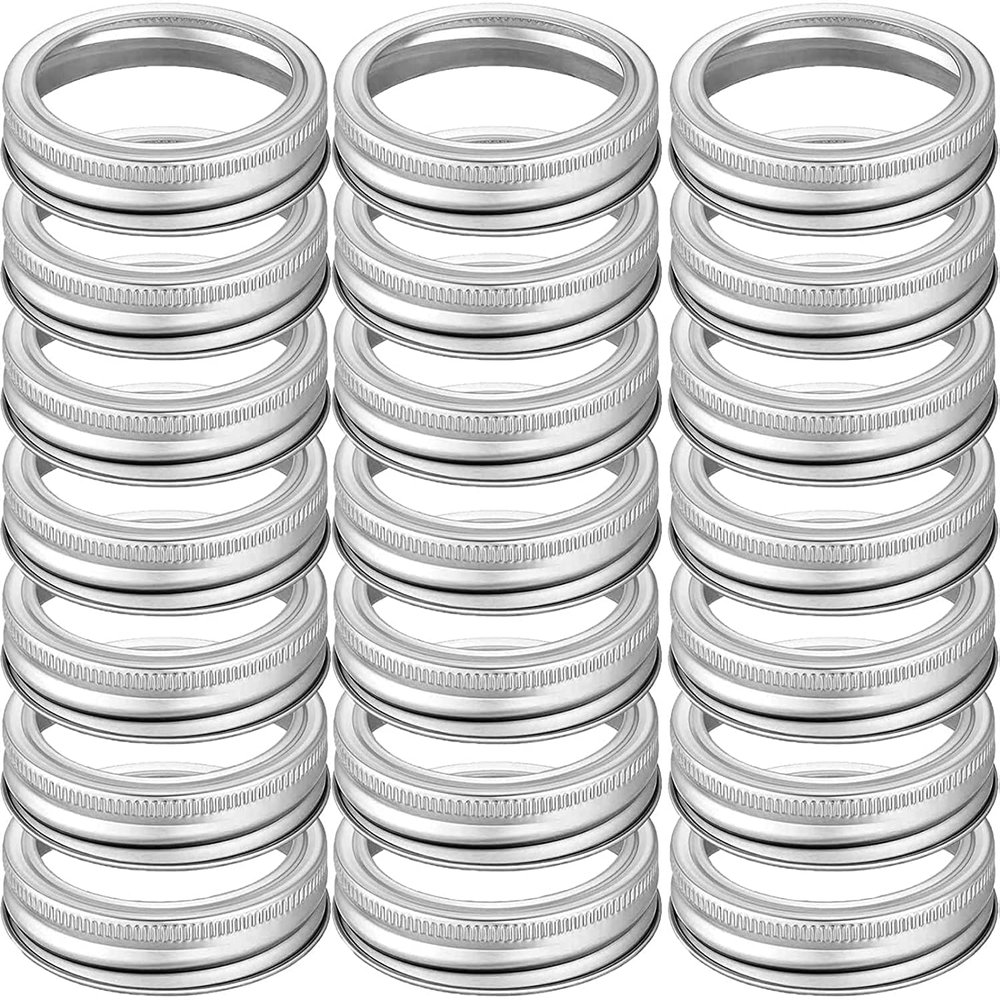 140 PCS Regular Mouth Canning Rings - Split-Type Seals, Bands for Mason Jar (140 PCS REGULAR MOUTH 70MM, Silver)