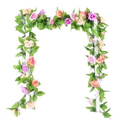 FHYTGBS Artificial Flower Vine-Artificial Silk Flowers Ivy Vines Green Garland Garden Christmas Branch Decoration Wall Hanging Rattan (Color : Rose Pink, Size : Length is 235cm)