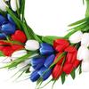 Artificial Tulip Wreath Door Front Wreath Flower Wreath Spring Wreath Wall Ornament for Outdoor Summer Home Decor - Red White Blue view 2