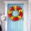 Artificial Tulip Wreath Door Front Wreath Flower Wreath Spring Wreath Wall Ornament for Outdoor Summer Home Decor - Yellow Red Green view 4