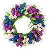 Artificial Tulip Wreath Door Front Wreath Flower Wreath Spring Wreath Wall Ornament for Outdoor Summer Home Decor - Blue Purple White view 1