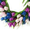 Artificial Tulip Wreath Door Front Wreath Flower Wreath Spring Wreath Wall Ornament for Outdoor Summer Home Decor - Blue Purple White view 2