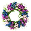 Artificial Tulip Wreath Door Front Wreath Flower Wreath Spring Wreath Wall Ornament for Outdoor Summer Home Decor - Blue Purple White view 3