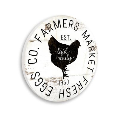 Stupell Industries Fresh Egg Co Vintage Sign Farm Chicken Circular Wall Plaque, 12" Diameter