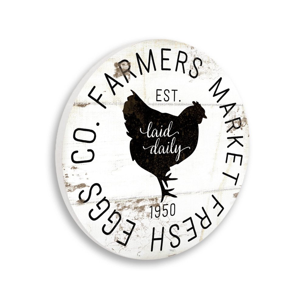 Stupell Industries Fresh Egg Co Vintage Sign Farm Chicken Circular Wall Plaque, 12" Diameter