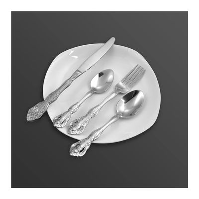 RIS LAN Luxury Flatware Sets, Silverware Sets, 24-piece Elegant 18/10 Stainless Steel Silverware Set for Eating Home Kitchen Restaurant, Service Sets for 6, Dishwasher Safe (24pcs) (24pcs, Silver)